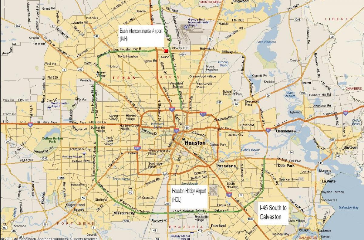 kat jeyografik nan Houston zòn métro